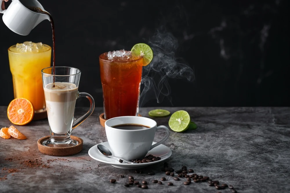 A selection of cafe drinks